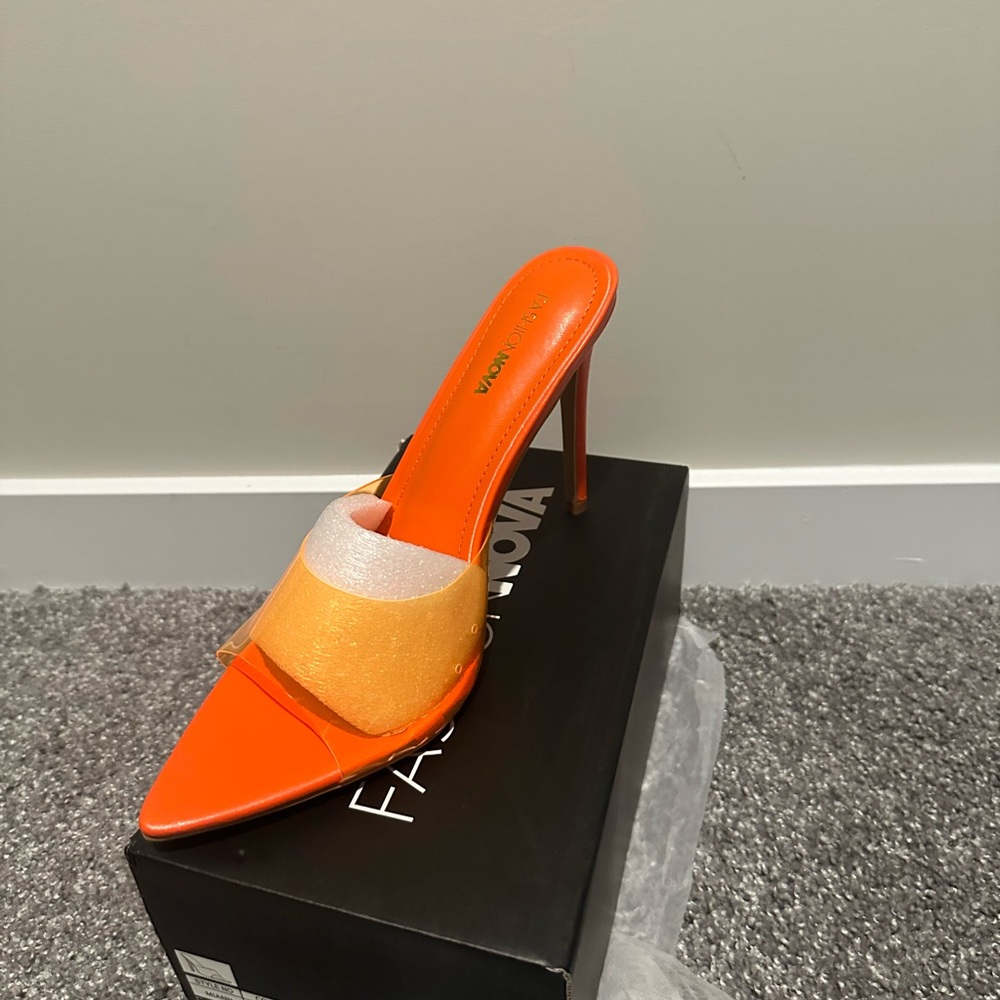 Fashion Nova Vibrant Orange and White Heels